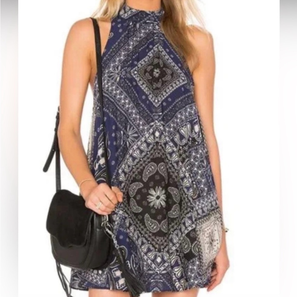 NWT Free People Beaux Paisley Slip Dress zip